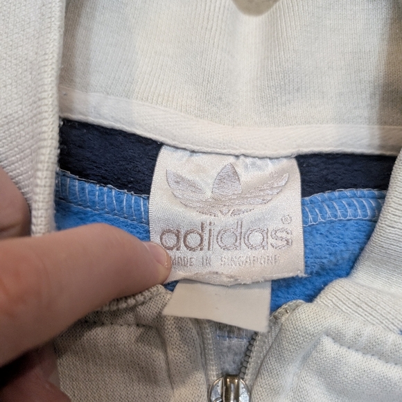 VTG 70s/80s Adidas Track Jacket White Blue Black Mens M? - Picture 5 of 9